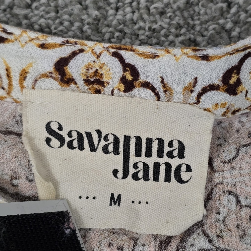 Savanna Jane Embroidered Boho Peasant Tunic Top M Floral Patchwork Festival - Picture 3 of 7
